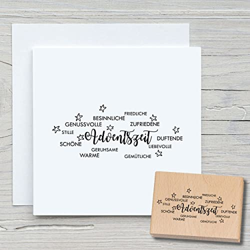 NEWSTAMPS Stempel Adventszeit Motivstempel aus Holz & Gummi zum Karten und Geschenke basteln, Holzstempel für Weihnachten, Weihnachtskarte, Advent, Scrapbook, Textilstempel, Deko, Freunde