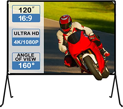 Telo per proiettore (120), 16: 9 HD, telo pieghevole, da usare all'aperto, per videoproiettore, per casa e aule