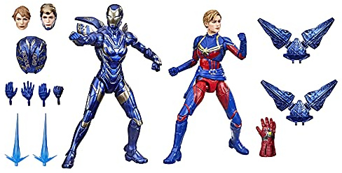 Marvel Hasbro Legends Series 15 cm große Captain Rescue Armor Figuren 2er-Pack, Infinity Saga, Premium-Design und 12 Accessoires, F0190, Mehrfarbig | Marvel Legends Die Unendlichkeit Saga Actionfigur Studios Series 2-Pack – Captain Marvel & Rescue Armor