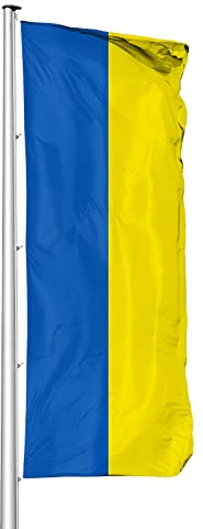 Vispronet Nationalfahne 150x400 cm, in Deutschland produziert, versch. Materialien, Hochformat (Multiflag®, Ukraine)