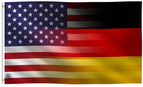 3 x 5 Fuß deutsche amerikanische Hybrid-Flagge: 100 % Polyester-Banner, Messingösen und starke Leinwand Header, für den Innen- und Außenbereich