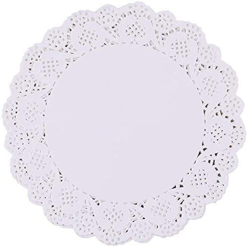 YKKJ Napperons Dentelle,Napperons Jetables en Papier 100 Pièces Dentelle Blanc du Papier Napperon Gâteau d'emballage Tapis de Papier pour Décorations de Mariage de Fête 4.5Inch