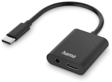 Hama 2in1 Audio-/oplaadadapter USB-C - USB-C En 3,5-mm-jack Audio Zwart
