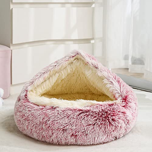 SEDOXX Donut-Höhle Katzenbett Katzensofa Bett Haustier beruhigendes Haus Plüsch Kuschelsack Decke rund Katzen-Hundebett für drinnen Katzen Kätzchen Welpen Haustier Kissenbett, Plüsch, 65 cm, Rosa