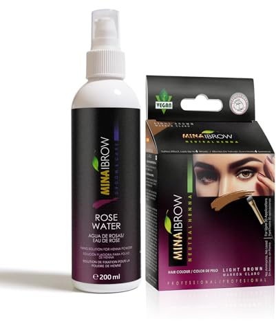 Mina ibrow Hair Color Light Brown|Long Lasting Natural Spot coloring and Hair Tinting Powder with Rose water for tint fixing, Water & Smudge Proof No Lead with 100% Gray Coverage Upto 30 Applications