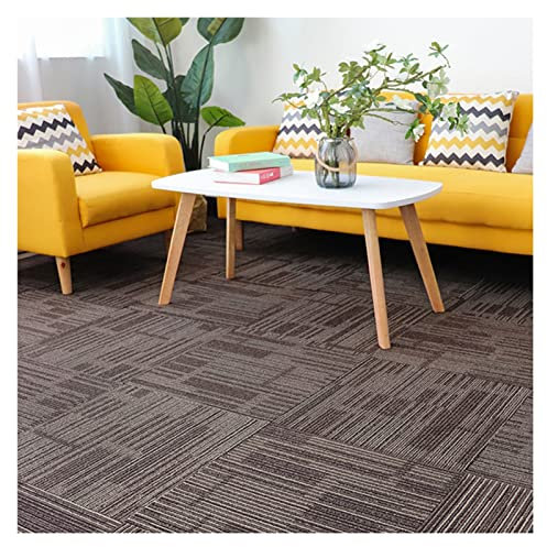 YJEUZCD Läufer Teppiche Flur, rutschfest Büro Boden Teppichfliese, Hohe Dichte Stoßdämpfend Hotel Schlafzimmer Kommerzieller Teppichboden, 50x50cm (Farbe : Grey-B, Größe : 18pcs)