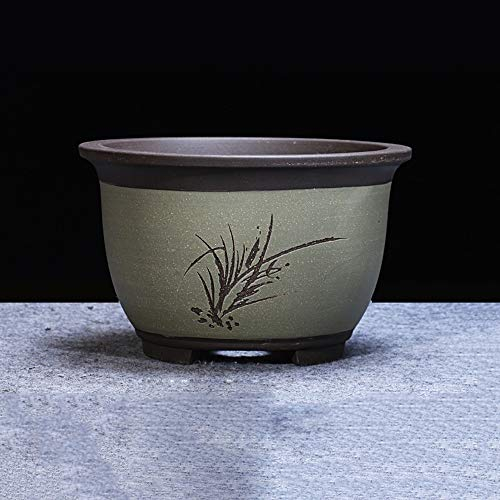 Lila Sand-Blumentopf, grüner Kaktus, Orchideentopf, klassischer großer, mittlerer und kleiner Blumentopf, runder Keramik-Sukkulenten-Pflanztopf, geeignet für langlebige Blumen, Alpenveilchen-Orchide