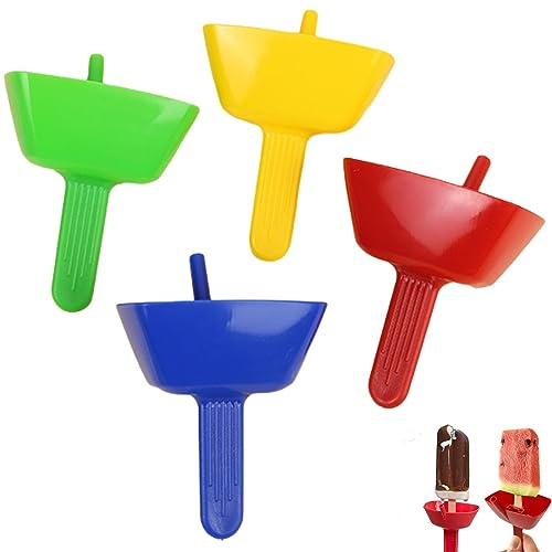 4pcs Reusable Popsicle Holder, Drip Free Popsicle Holder for Kids, Popsicle Holders for Kids No Drip Ice Cream Cone Holder for Popsicles Frozen Ice Pop, Ice Pops Holder Popsicle Drip Catcher