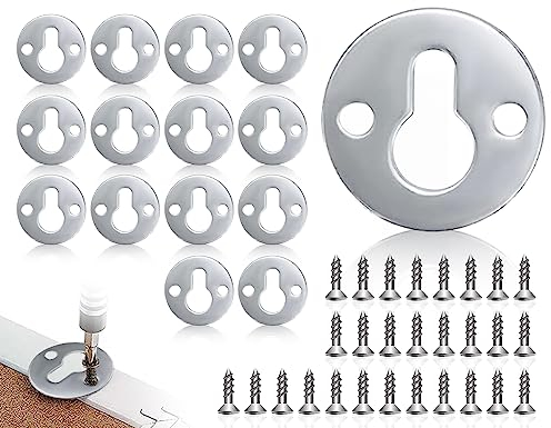 KAPSING 14 crochets de suspension pour cadres, crochets ronds pour armoires avec vis, crochets argentés en trou de serrure pour suspendre les cadres.
