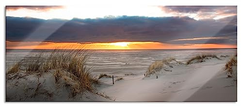 Pixxprint Glasbild Panorama, Wandbild aus Echtglas, Sanddüne an der Nordsee, 120x50 cm, inkl. Aufhängung und Abstandshalter