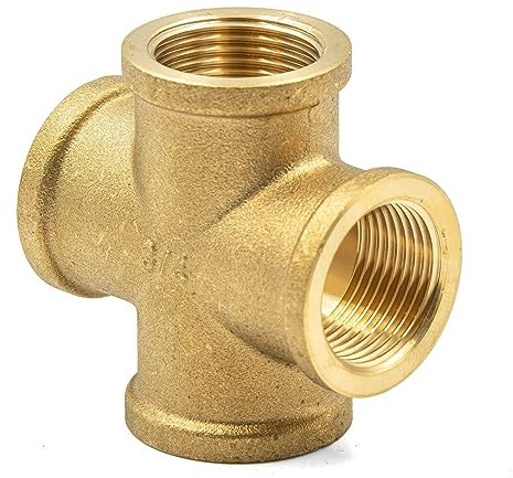 KNM Trade Kreuzstück Fitting 1/2 Messing Rohrsysteme Wasser | CuZn40Pb2, Sanitärinstallationen, langlebig, Heizung, 10 bar, korrosionsbeständig, Rohrleitungen
