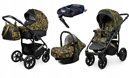 BabyLux® Kinderwagen Set 3 in 1 - Optimal - incl. Babywanne, Buggy Sportsitz, Auto-Babyschale - Autositz - Kinderwagenset - Kombikinderwagen mit Wickeltasche, Regenschutz usw.