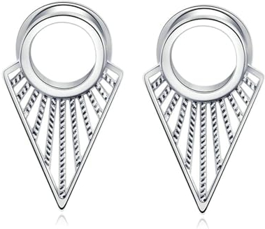 Ayoiow Flesh Plug 12MM Silber Ohr Plug Edelstahl Hohl Dreieck Flesh Ohr Tunnel