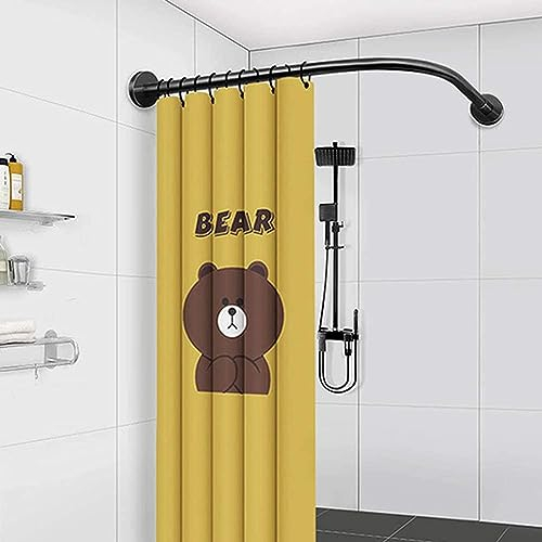 APHTOCF Duschvorhangstange Ohne Bohren, Duschstange L Form Eck Schwarz, Teleskopstange Dusche 304 Edelstahl, Ohne Deckenhalterung, FüR Badezimmer Dusche Badewanne Umkleidekabinen