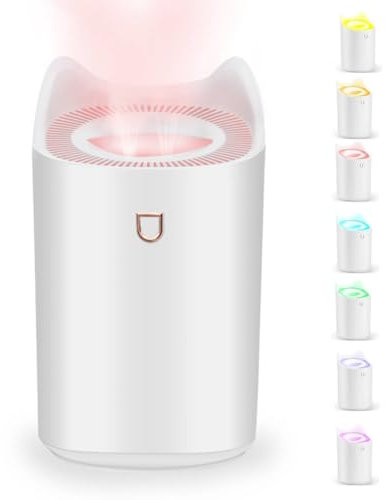 Joollurm Humidifier for Bedroom, 20H Last, Auto-Shut Off, RGB Light, 3L Large Capacity Cool Mist Air Humidifier for Home, Office & Plant, for Cough Allergies Asthma Relief