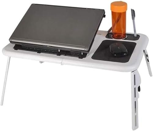Escritorio plegable ajustable para laptop con enfriador de refrigeración, mesa de cama portátil para laptop, computadora, sofá, bandeja de desayuno