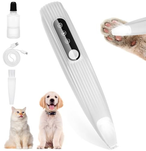 Leise Hundeschermaschine, Pfotentrimmer mit LED-Licht, USB Wiederaufladbar Wasserdicht Pfoten Rasierer, Pro Hundetrimmer, Super Quiet Painless Paw Care für Hunde