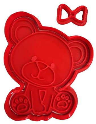 Tagliabiscotti.it - Orsetto con fiocco, boy or girl, per biscotti, baby shower, battesimo - Nascita Cookies cutter - Tagliabiscotti - 8cm x 6,5cm