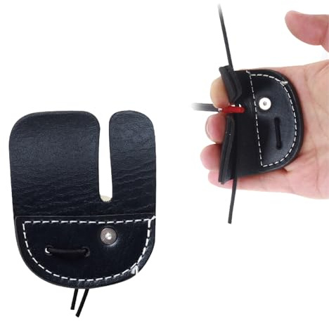 KURUGEILI 2-Pack Leder Bogenschießen Finger Tabs Einstellbarer Fingerschutz für Jagd, Ziel Übung Ausrüstung, Recurve Bogen traditionelle Bogenfinger Tab