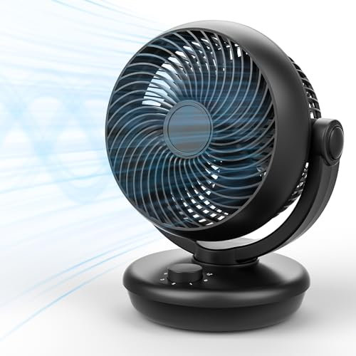 Dreamhigh® Ventilatore Da Scrivania Silenzioso 35 dB, 3 Velocità, Oscillazione 70°, Inclinazione 100°, Ventilatore Piccolo Da Tavolo Per Ufficio E Camera, Basso Consumo 35 W