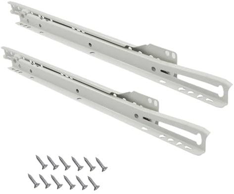3 Paar Schubladenschienen Schubladenauszug Rollenführung Schienen Schubladenführungen Weiß 450mm Teilauszug