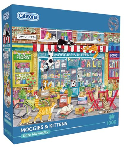 Gibsons Moggies and Kittens 1000 Piece Jigsaw Puzzle for Adults - Fun Cats Pet Store Artwork Sustainable Puzzle for Adults & Teens Premium Thick 100% Recycled Board Great Gift by Gibsons Games