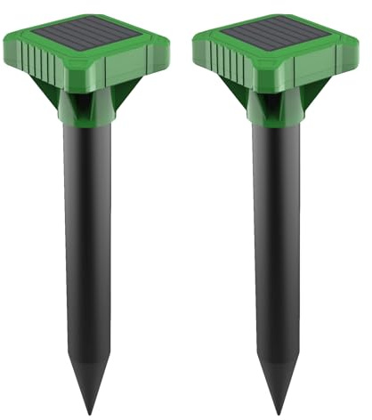 Solar Maulwurfschreck, Multifunktion Maulwurf Vertreiber, Ultraschall Maulwurfschreck, Solar Maulwurf Vertreiber für Maulwurf, Nagetier, Schlange, Wühlmausabwehr Deal für Garten Rasen Farm (2 Stück)