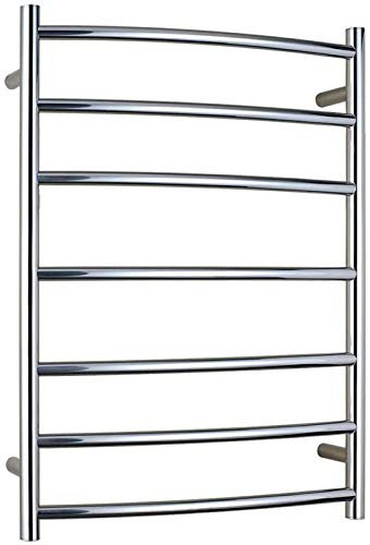 Scaldasalviette elettrico per bagno, scaldasalviette elettrico, montaggio a parete, stendibiancheria riscaldato in cromo lucido con 7 barre riscaldate, specchio 31,5x24,8x5,3 pollici, Plugin