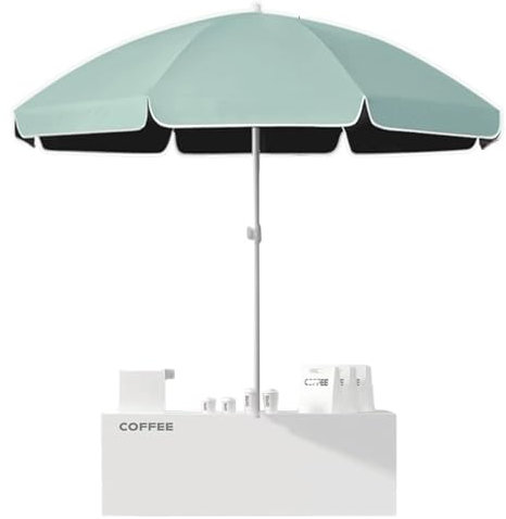 QSPNVFB Grande Ombrellone da Tavolo per Patio, Ombrellone da Mercato per Esterni Protezione UV Ombrellone da Spiaggia PortatileRotondo per Piscina Giardino(Azure,1.8m(6ft))