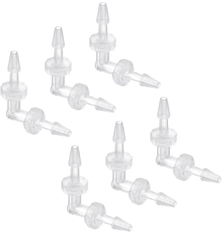 TA-VIGOR 5Pcs Barb Hose Fitting, 3mm Hose Barb Dia 90 Degree Elbow L Fitting, Plastic Equal Barbed Joint Adapter Coupler Quick Connector