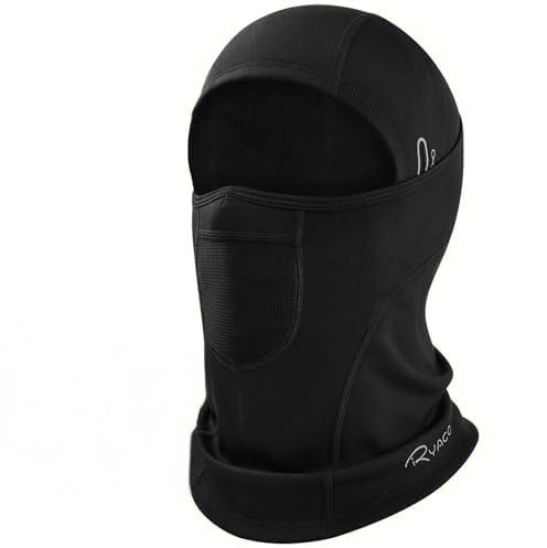 Ryaco Balaklava, skidmask, vindtät, andas, ansikts- och halsmask för män och kvinnor, varm vinterutrustning för skidåkning, motorcykel, utomhusarbete, stretchpassform, svart