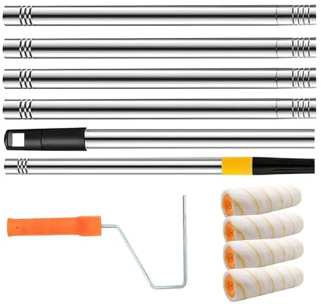 Paint Roller Extension, Removable Paint Pole, Stainless Steel Paint Roller Extension Pole, with Paint Roller Brush, Home Improvement Paint Supplies for Kitchen Cabinets, Crafts, Metal Small Area
