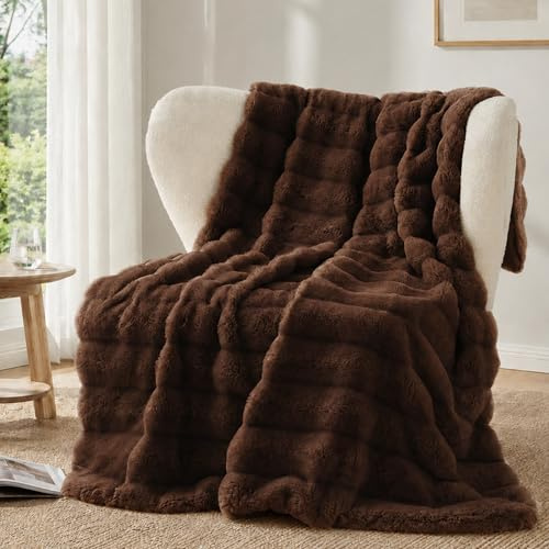 Battilo Dark Brown Throw Blanket, 50x60