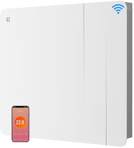 CIARRA CBHTD10A-W - Radiatore a inerzia in ceramica e pellicola riscaldante da 1000 W, doppia tecnologia per piccole stanze (10-15 m²)