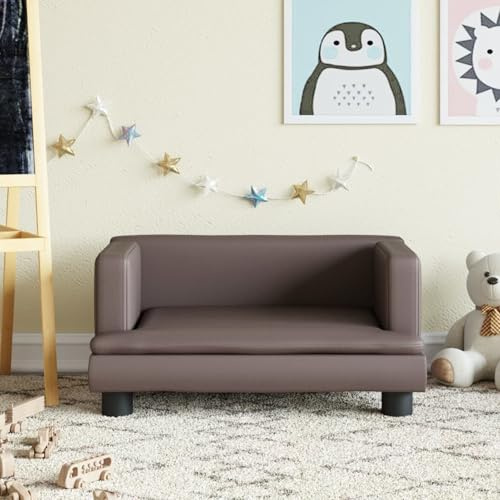 Gecheer Kindersofa Braun 60x40x30 cm Kunstleder, Wohnzimmer Polstersofa Couch für kleine Räume Büro Gästezimmer Schlafzimme