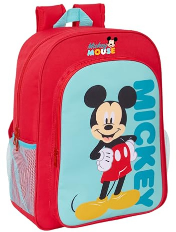 MICKEY MOUSE - Zaino scuola bambino, zaino bambino, zaino per bambini, adattabile al carrello, ideale per bambini in età scolastica, comodo e versatile, qualità e resistenza, 33 x 14 x 42 cm