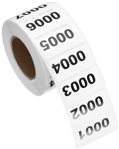 PATIKIL Adesivo Numerato Per Inventario 0.8 X 1.6, 1 Rotolo Etichette Autoadesive Con Numerazione Progressiva Da 0001 A 1000, 1000 Etichette Per Numerazione Classificazione, Nero