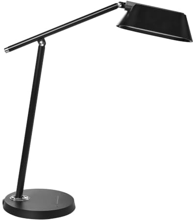 Beliani Lámpara de escritorio LED para oficina con brazo giratorio ajustable regulador de intensidad continuo y temporizador negro Leonis