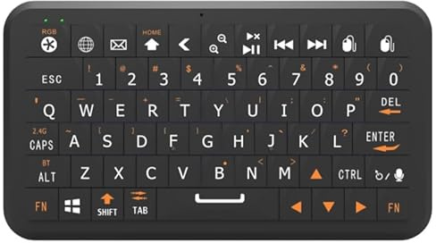 Winmaxle Mini teclado con Bluetooth 5.0/2.4G modo dual, ratón de movimiento giroscópico, 64 teclas, opciones de retroiluminación RGB, batería recargable, tipo C, Win/iOS/Android/(negro)