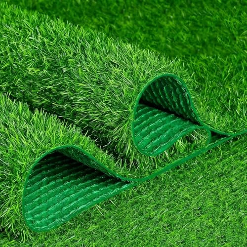 ZKBDBWTR Gazon Synthetique Exterieur, Tapis d'herbe Synthétique Haute Densité de 20 mm D'épaisseur avec Trous de Drainage, idéal pour l'intérieur et l'extérieur(1x5m/3.2x16.4ft)