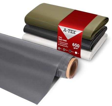 A-TEX® PVC Plane LKW Abdeckplane 650g/m² nach Maß (Grau (ca. RAL 7024) 2,50 x 2 m) I Wasserdicht I Farbe und Größe wählbar I 250 cm Breite I Meterware OHNE Ösen & Saum I UV-beständig reißfest