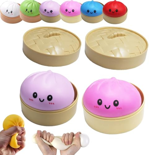 Enorm dumpling squishy, jumpling regnbåge dumpling stressboll för & vuxna, extra stor mjuk långsam uppskjutande squishy dumplings för ångestlindring, sensorisk fidget dough leksak, dekompression (2 st