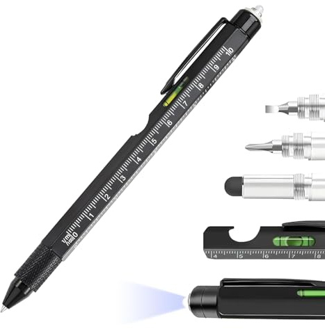 Generico Stylo - Stylos multifonctions Gadget | Le stylo multifonction avec des outils fantastiques pour adultes, lumière LED, bureau et décapsuleur, pour adultes pour Noël, anniversaire, travail et