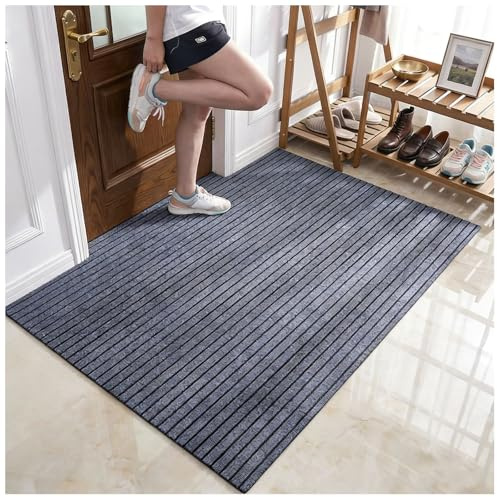 Bubmari Fußmatte Haustür Außen & Innen - Schmutzfangmatte Waschbar & rutschfest, Wetterfester Schuhabtreter Für Eingangsbereich, 6mm Flach(75 x 150 cm)