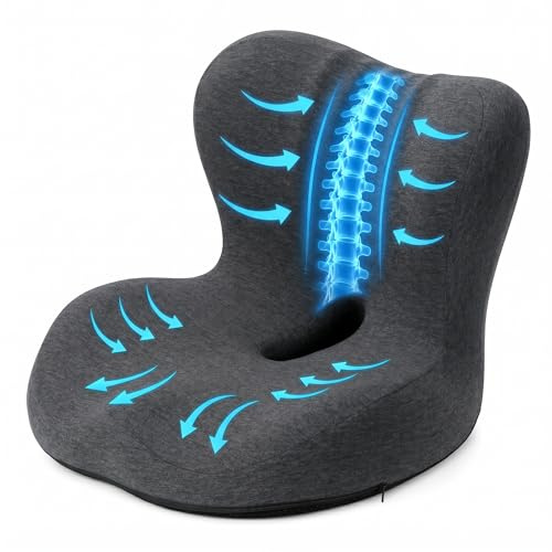 Urban Deco Orthopädisches Sitzkissen mit Rückenlehne, Schwarz,1PCS
