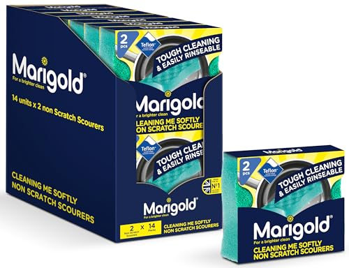 Marigold Cleaning Me Softly Non-Scratch Scourer, 14 Packs of 2 Scourers, Green, 12.6 x 2.5 x 11.5 cm