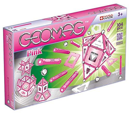 GEOMAG - CLASSIC ROSA - 104 Teile - Magnetische Konstruktion für Kinder ab 3 Jahren - Magnetische Spiele - 3D-Konstruktion - Montessori - Fördert Kreativität - Hergestellt in der Schweiz