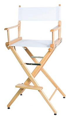 Filmcraft Tall Director's Chair (White Canvas, Natural Frame)
