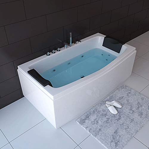 Home Deluxe - Whirlpool Badewanne - NOOR - weiß mit Handbrause und Massage - ca. 173 x 80 x 84 cm I Indoor Badewanne, Spa, 2 Personen