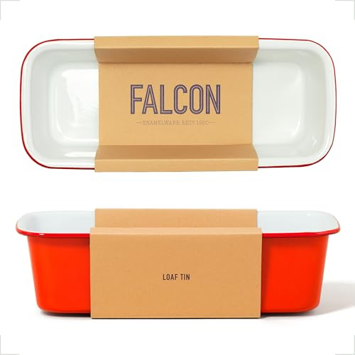 Falcon Enamelware Loaf Tin, Heavy-Gauge Steel, Enamel Tin 12x 5, Oven Safe to 530°F, Dishwasher Safe & Freezer Safe (Pillarbox Red)